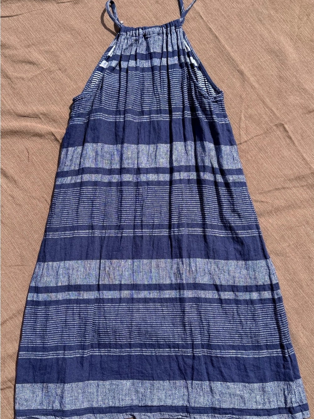 LOFT Navy and Light Blue Striped Halter Maxi Skirt